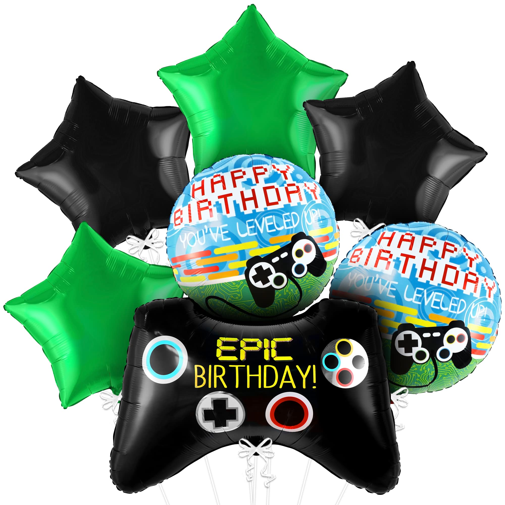 Party Games Using Balloons - 7pcs Video Game Mylar Balloons Set