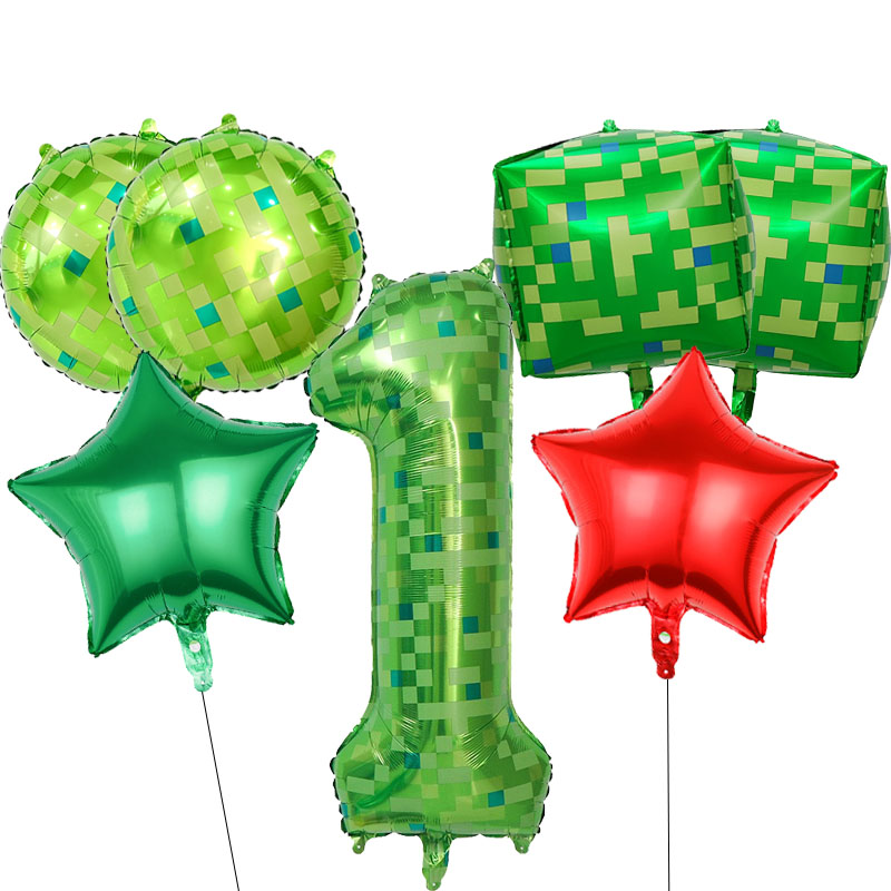 Party Games Gamecube - 7pcs Pixel Theme Balloon Set Green
