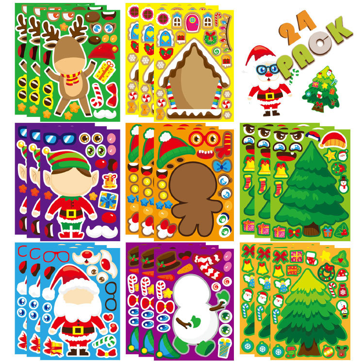 Party Games Phone - Kawaii Christmas Puzzle Stickers Cartoon Santa