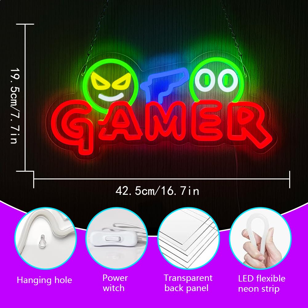 Gamer Neon Sign LED Wall Light - Party Games Christmas 评论和价格