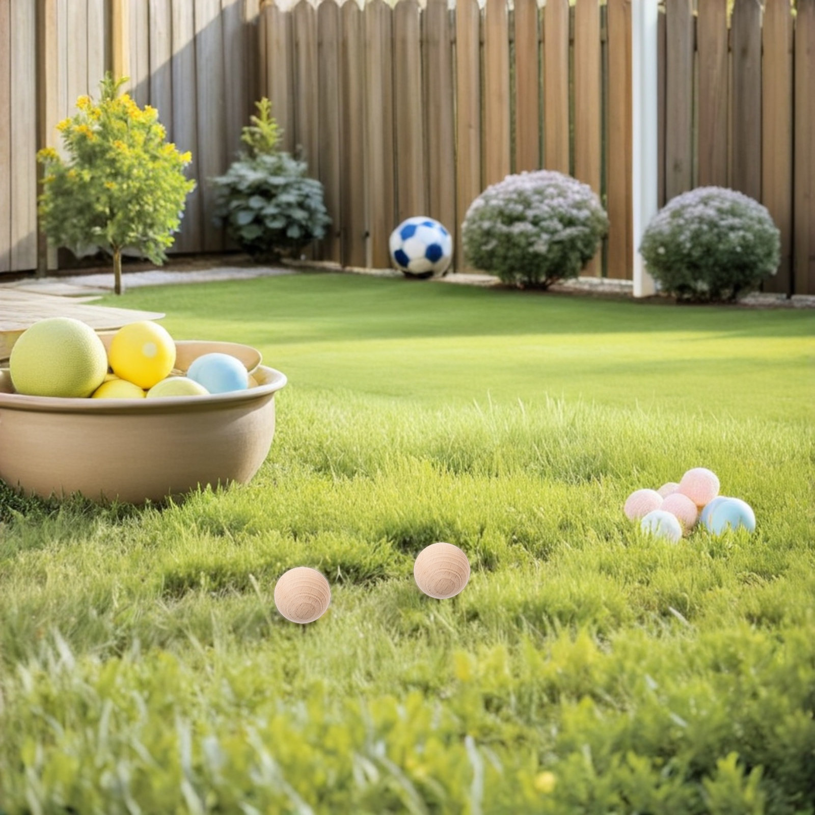 4Pcs Natural Wood Croquet Ball - Croquet Set Lawn 评论和价格
