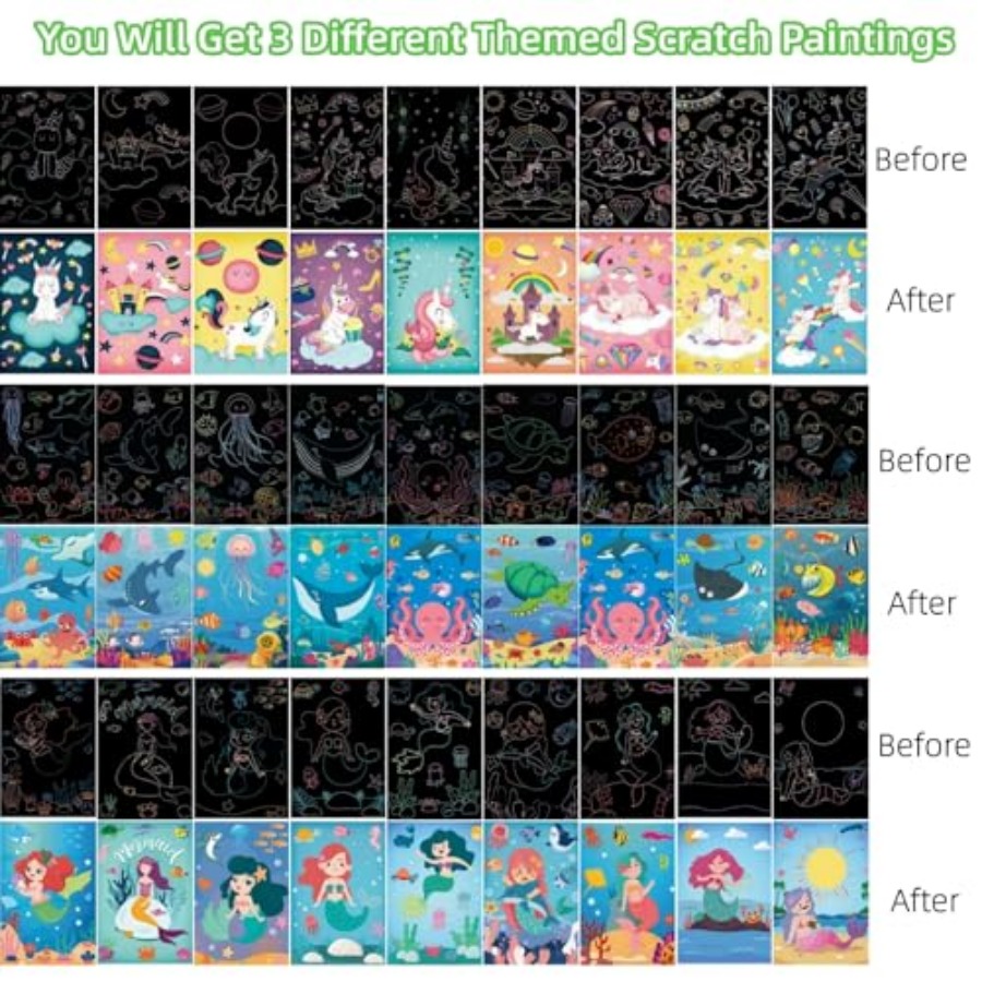 3 Set Magic Scratch Paper Art, - Book Party Games 评论和价格