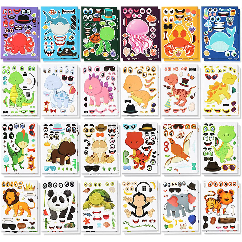 12/24 Sheets Make a Face Stick - Zoo Party Games 评论和价格