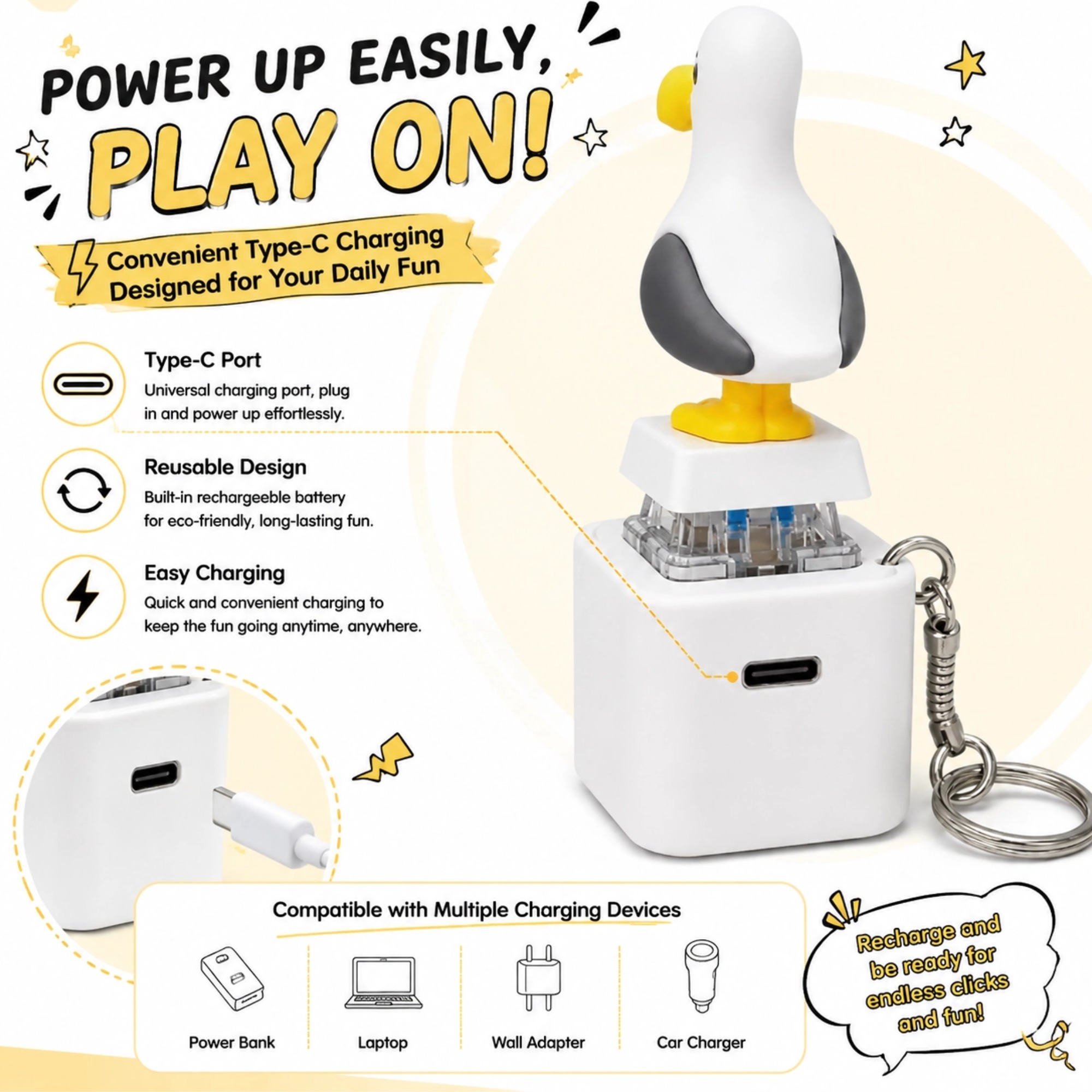 1pc Seagull Mine Sound Button  - Party Games Switch 评论和价格