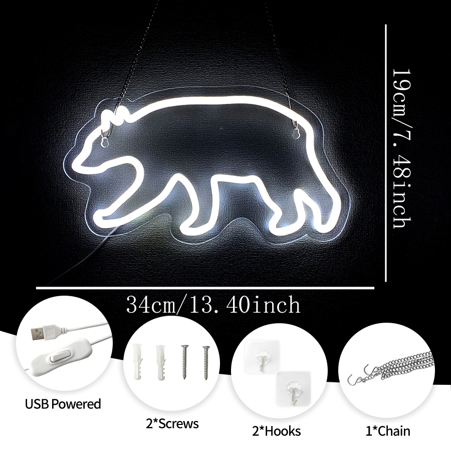 Polar Bear Neon Sign For Wall  - Zoo Party Games 评论和价格